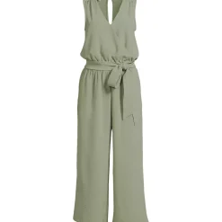 Women's Sleeveless Creaseless Wrap Jumpsuit with Smocked Waist
