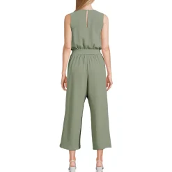 Women's Sleeveless Creaseless Wrap Jumpsuit with Smocked Waist
