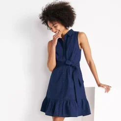 Women's Sleeveless Eyelet Shirt Dress