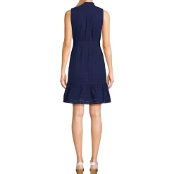 Women's Sleeveless Eyelet Shirt Dress