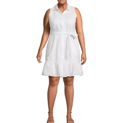 Women's Sleeveless Eyelet Shirt Dress