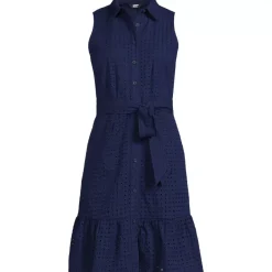 Women's Sleeveless Eyelet Shirt Dress