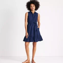 Women's Sleeveless Eyelet Shirt Dress