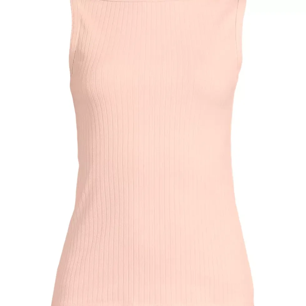 Women's Sleeveless Pointelle Rib Boat Neck Tank
