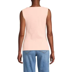 Women's Sleeveless Pointelle Rib Boat Neck Tank