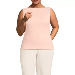 Women's Sleeveless Pointelle Rib Boat Neck Tank
