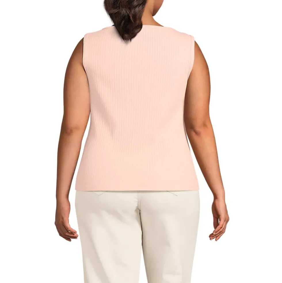 Women's Sleeveless Pointelle Rib Boat Neck Tank