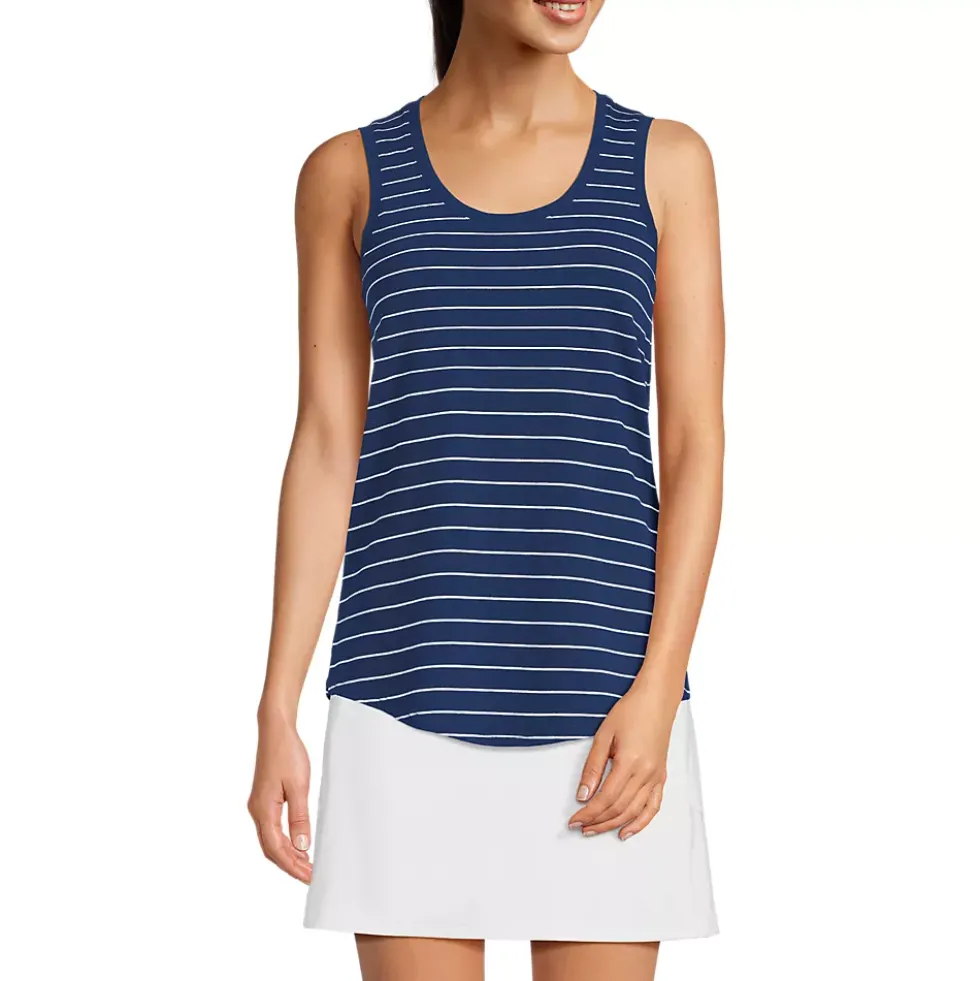 Women's Sleeveless Power Performance Scoop Neck Curved Hem Tunic Tank