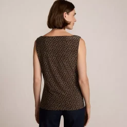 Women's Sleeveless Silky Knit Drape Front Top