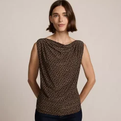 Women's Sleeveless Silky Knit Drape Front Top