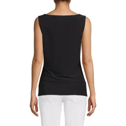 Women's Sleeveless Silky Knit Drape Front Top