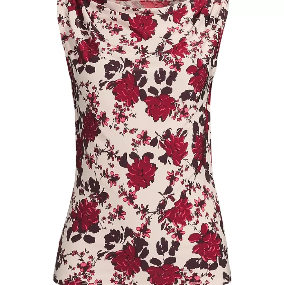 Women's Sleeveless Silky Knit Drape Front Top