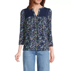 Women's 3/4 Sleeve Lightweight Jersey Lattice Detail Top