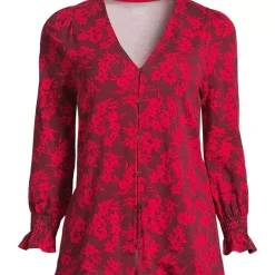 Women's 3/4 Sleeve Lightweight Jersey Button Front Top