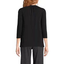 Women's 3/4 Sleeve Lightweight Jersey Lattice Detail Top