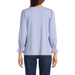 Women's 3/4 Sleeve Lightweight Jersey Button Front Top