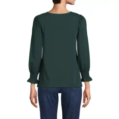 Women's 3/4 Sleeve Lightweight Jersey Button Front Top