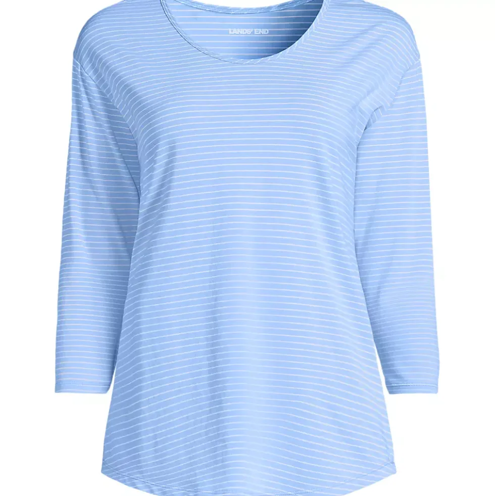 Women's 3/4 Sleeve Lightweight Jersey Shirttail Tee