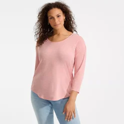 Women's 3/4 Sleeve Lightweight Jersey Shirttail Tee