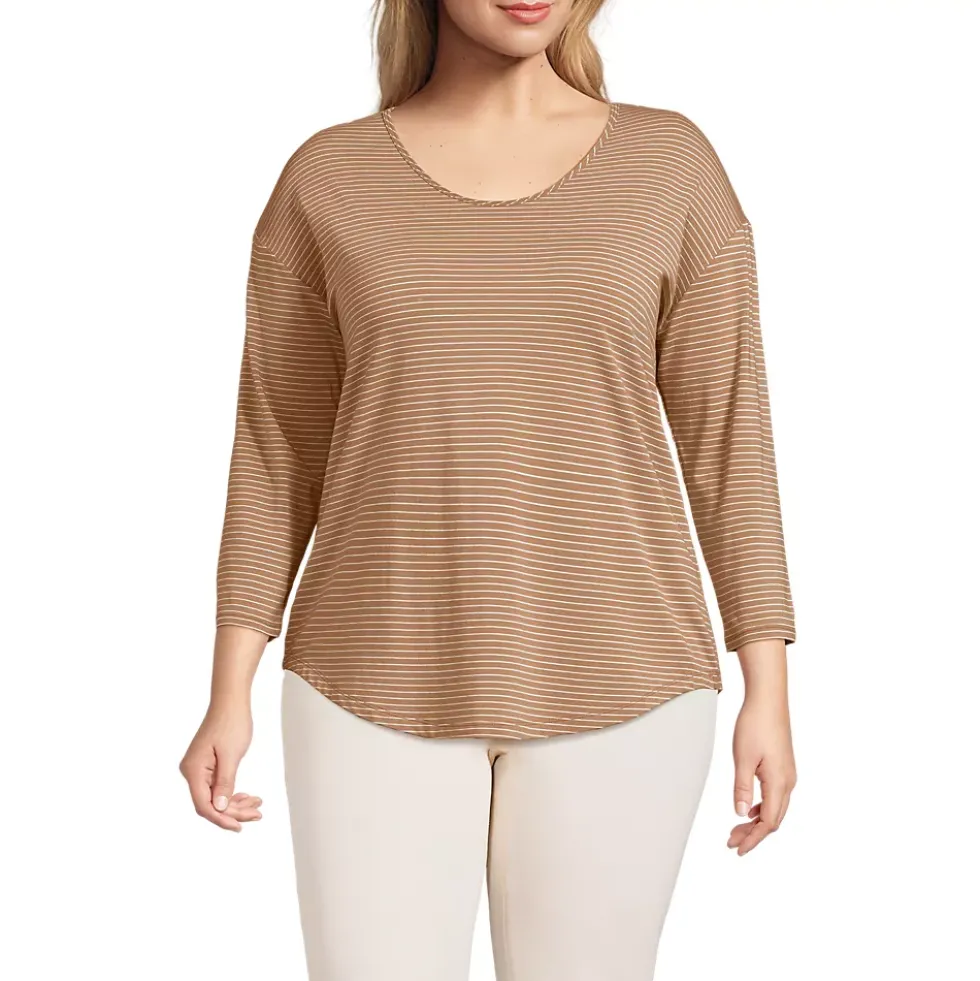 Women's 3/4 Sleeve Lightweight Jersey Shirttail Tee