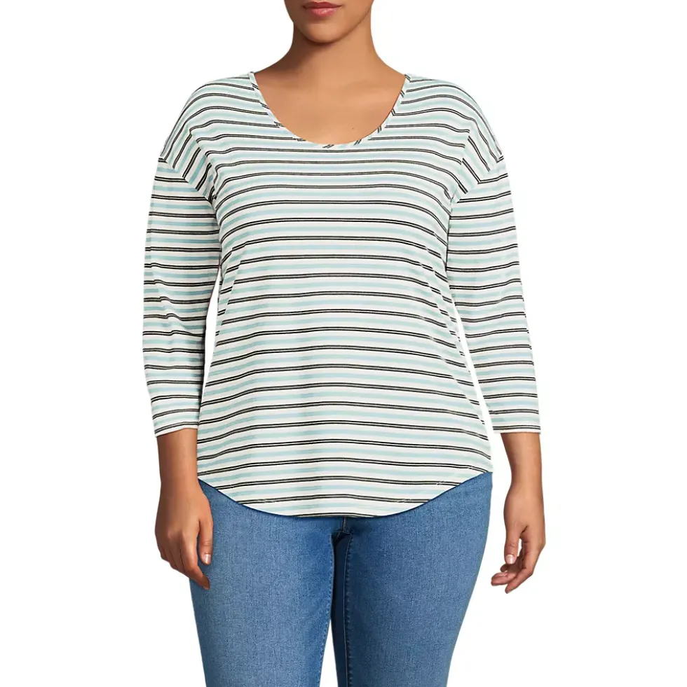 Women's 3/4 Sleeve Lightweight Jersey Shirttail Tee