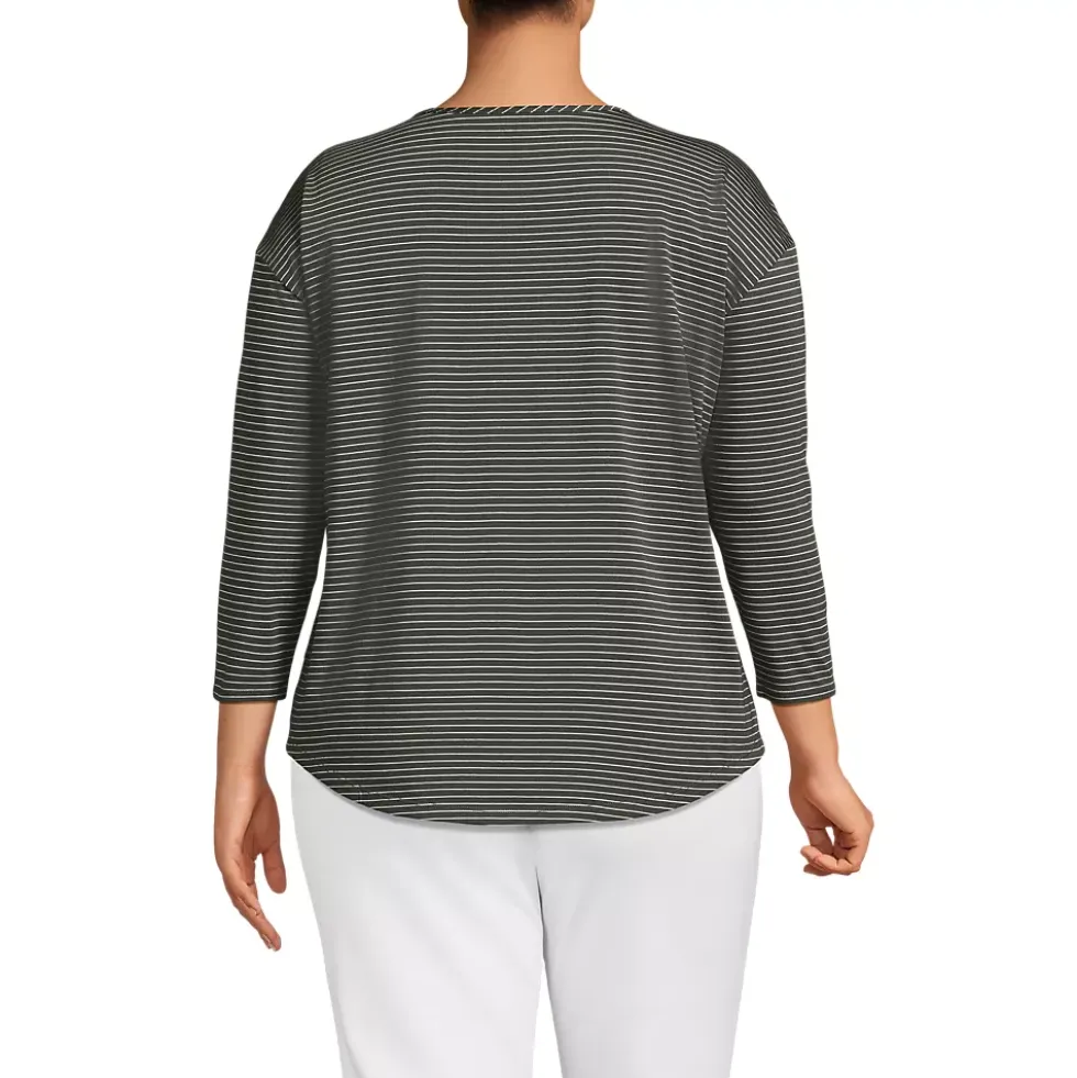 Women's 3/4 Sleeve Lightweight Jersey Shirttail Tee