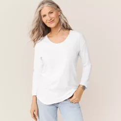 Women's 3/4 Sleeve Lightweight Jersey Shirttail Tee