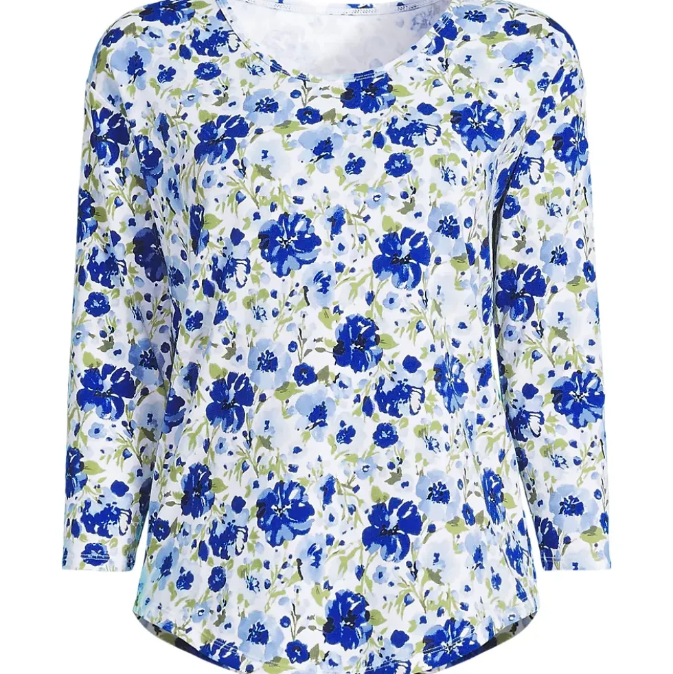 Women's 3/4 Sleeve Lightweight Jersey Shirttail Tee