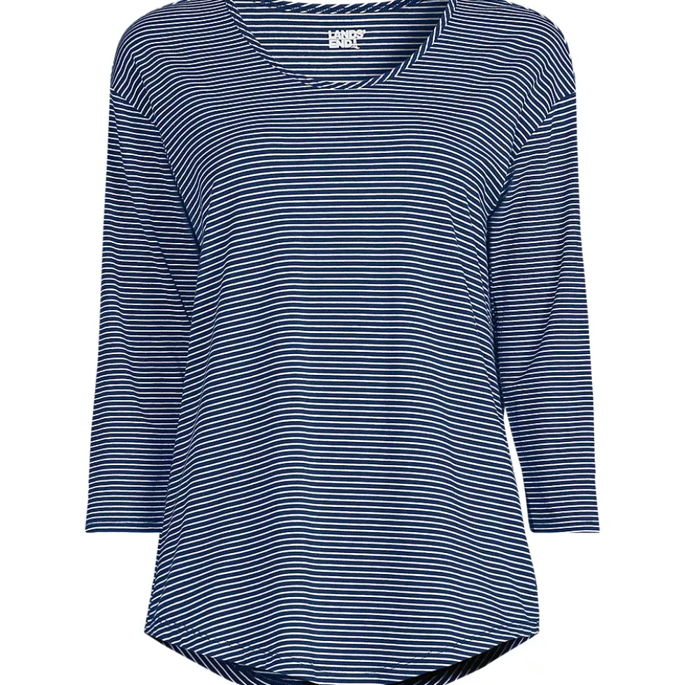 Women's 3/4 Sleeve Lightweight Jersey Shirttail Tee