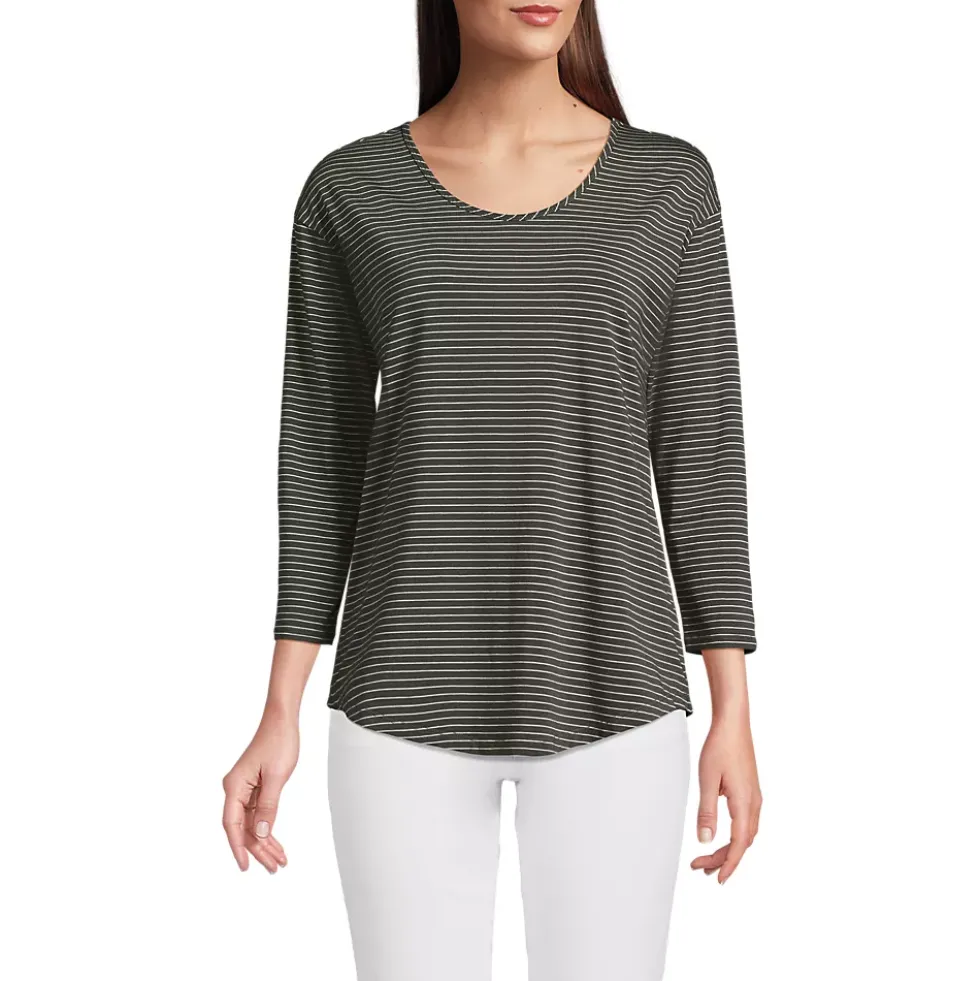 Women's 3/4 Sleeve Lightweight Jersey Shirttail Tee