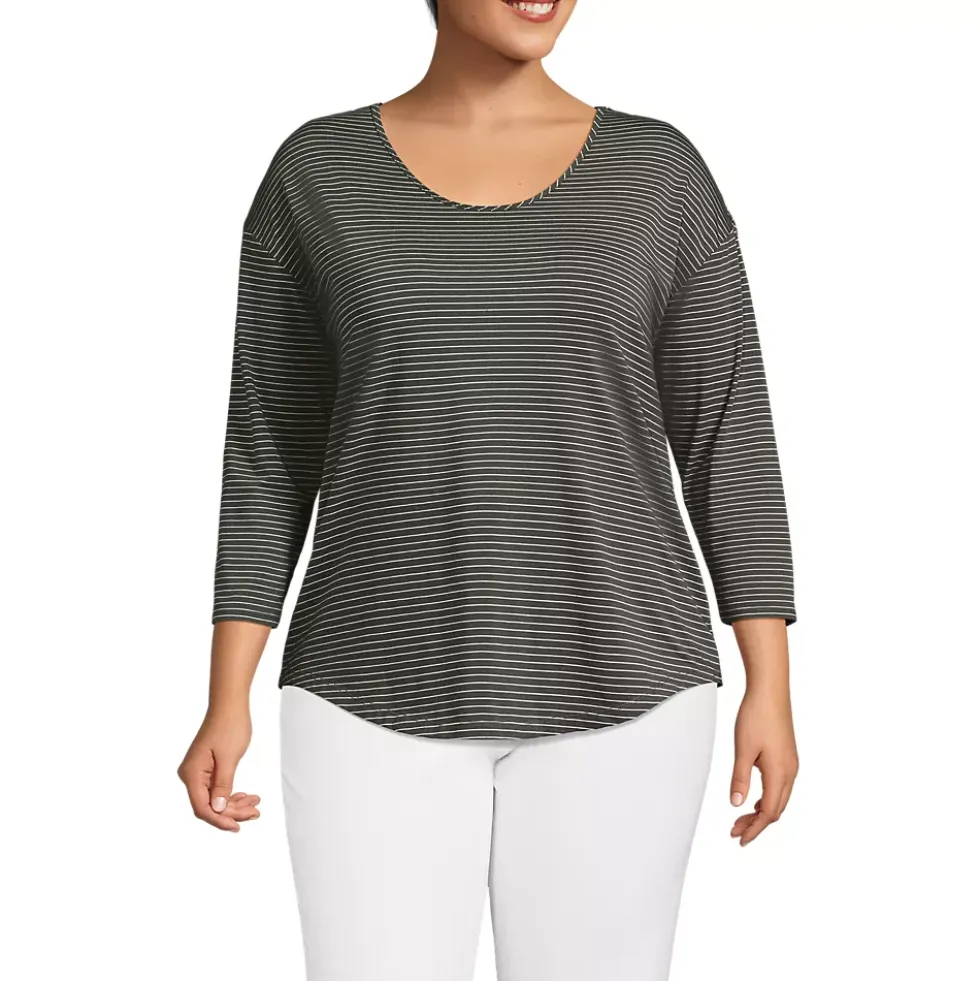 Women's 3/4 Sleeve Lightweight Jersey Shirttail Tee