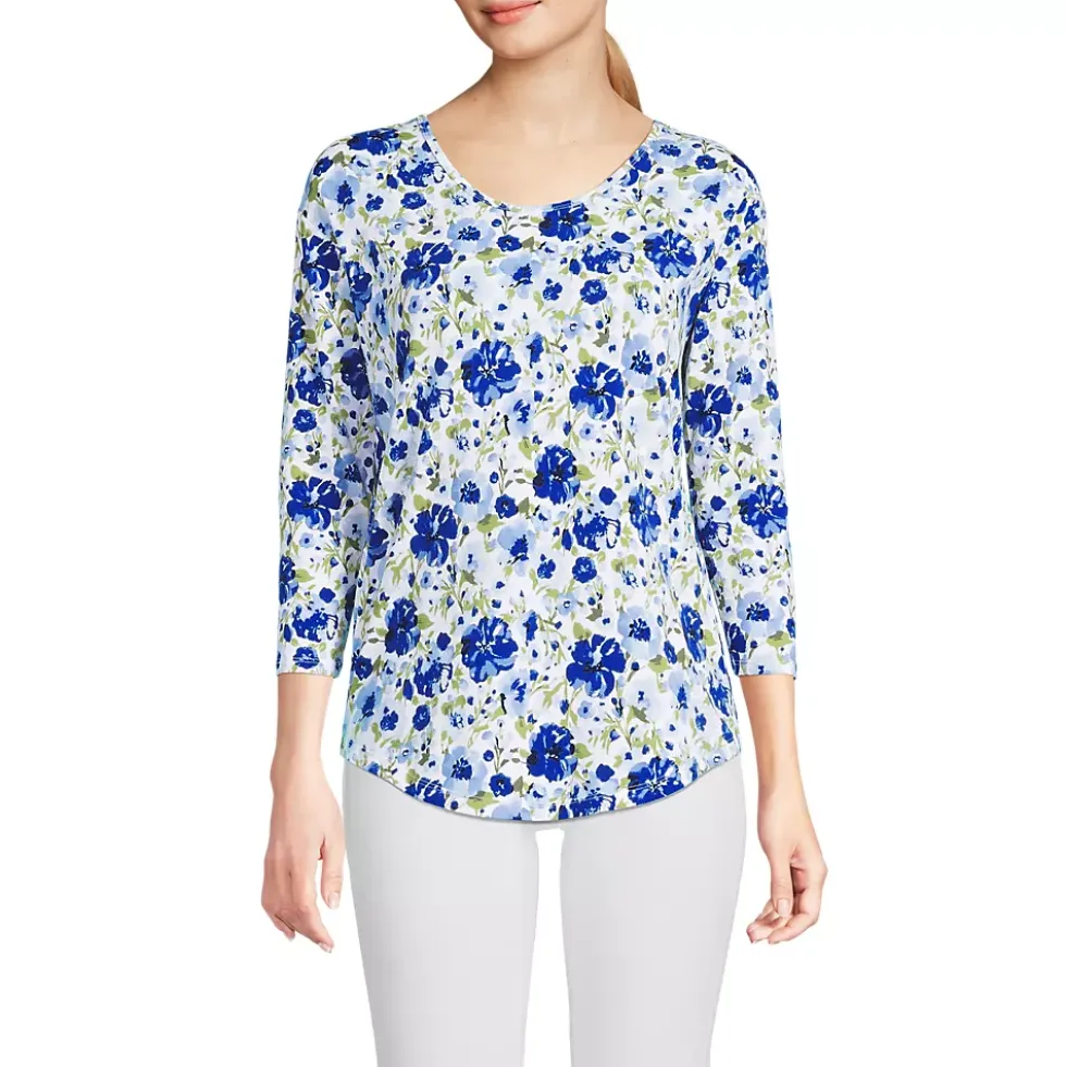 Women's 3/4 Sleeve Lightweight Jersey Shirttail Tee