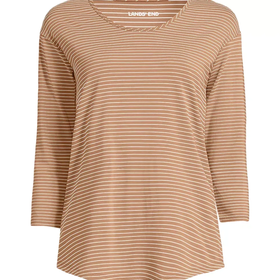 Women's 3/4 Sleeve Lightweight Jersey Shirttail Tee