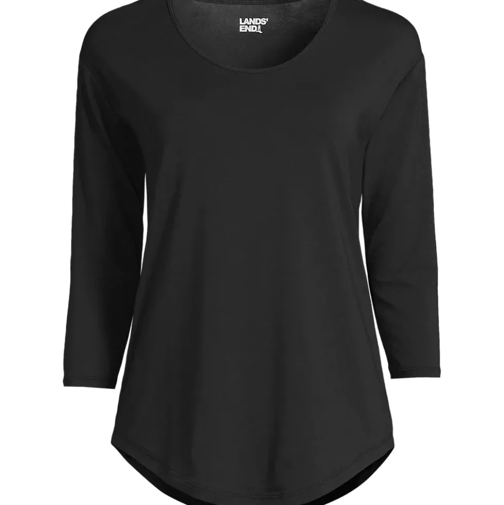 Women's 3/4 Sleeve Lightweight Jersey Shirttail Tee