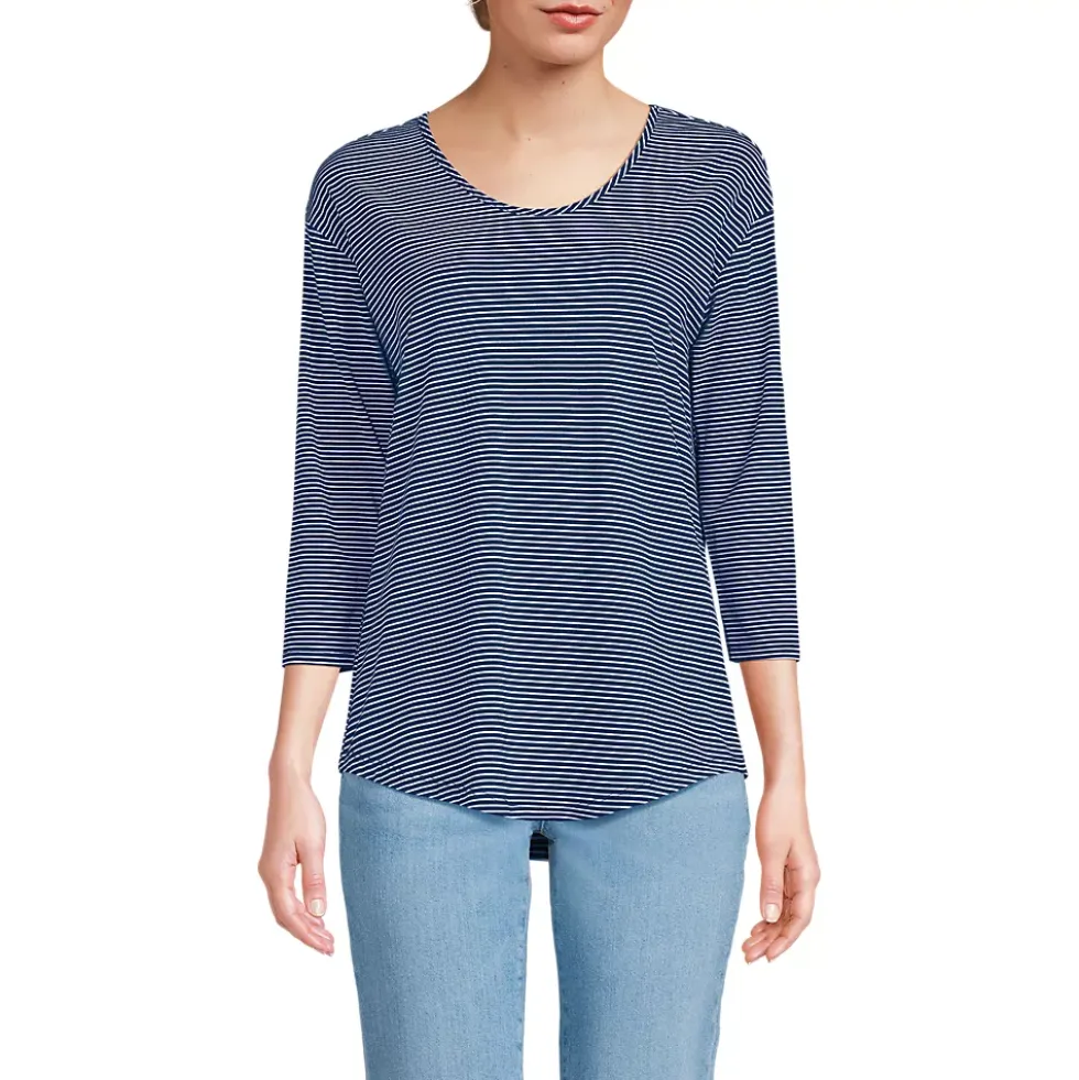 Women's 3/4 Sleeve Lightweight Jersey Shirttail Tee