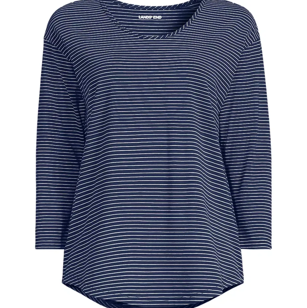 Women's 3/4 Sleeve Lightweight Jersey Shirttail Tee