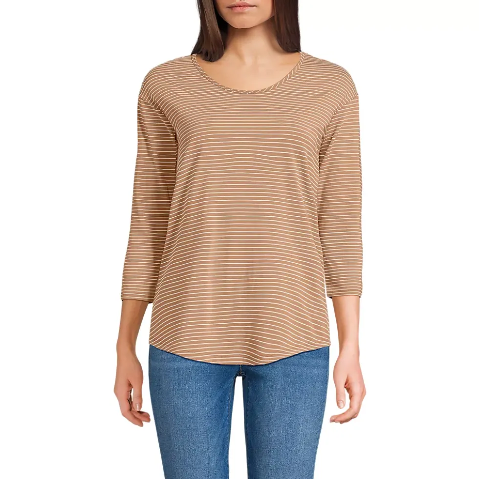 Women's 3/4 Sleeve Lightweight Jersey Shirttail Tee