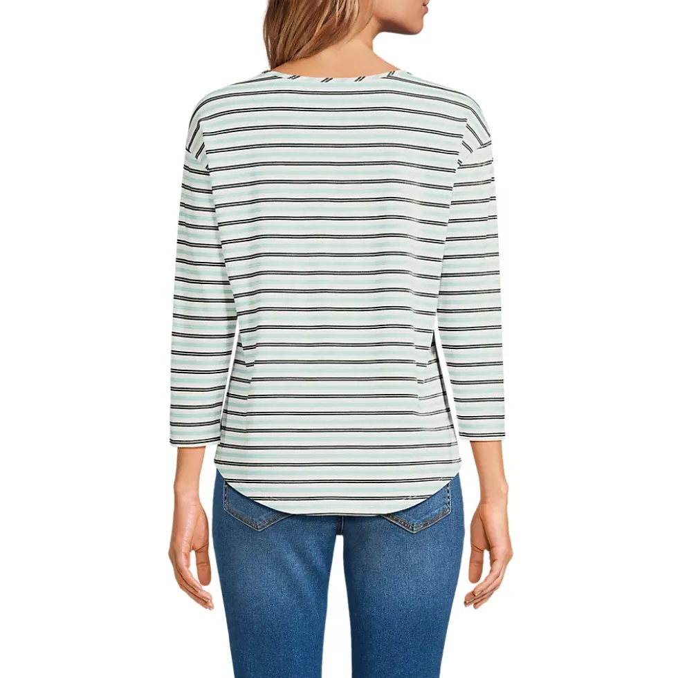 Women's 3/4 Sleeve Lightweight Jersey Shirttail Tee