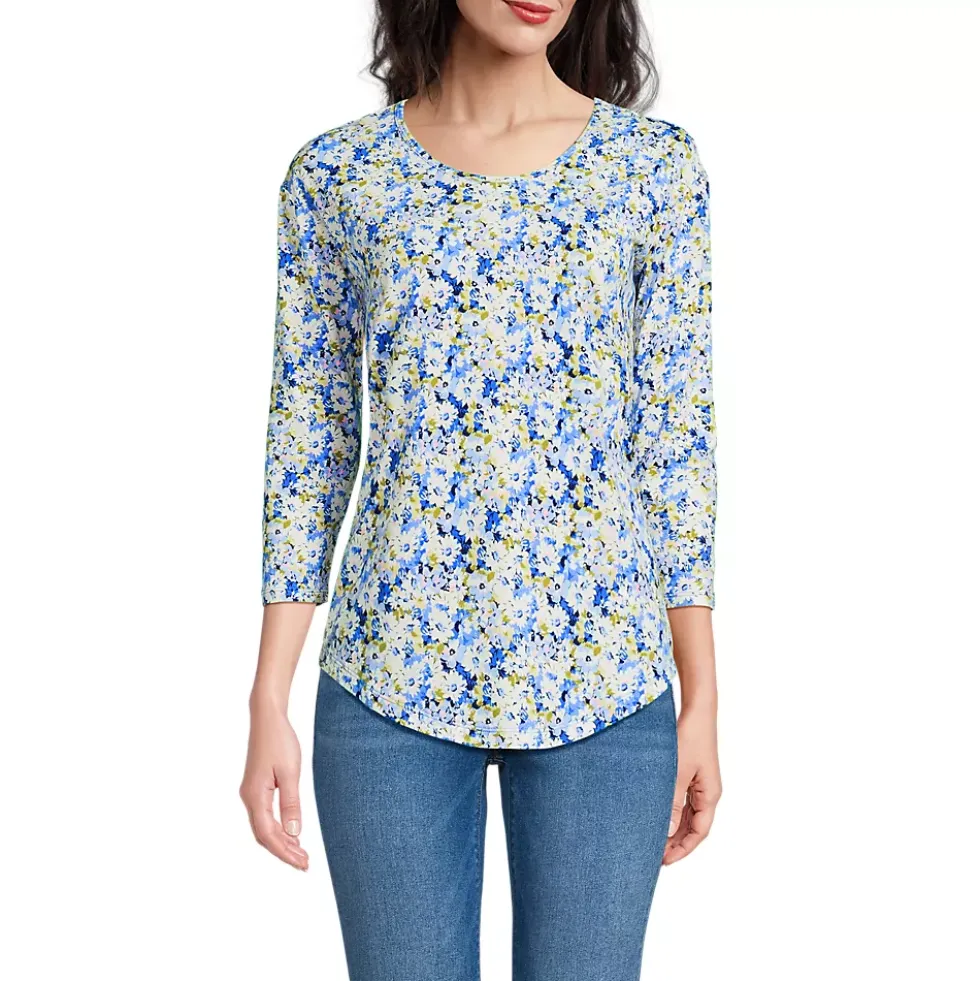 Women's 3/4 Sleeve Lightweight Jersey Shirttail Tee