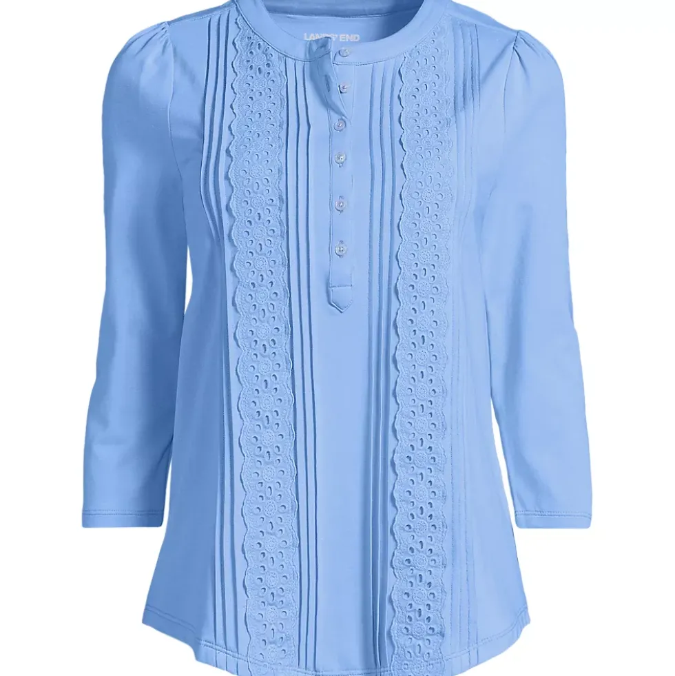 Women's 3/4 Sleeve Lightweight Jersey Embellished Top