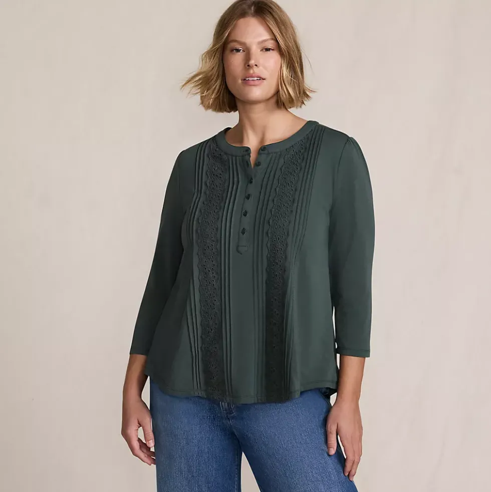 Women's 3/4 Sleeve Lightweight Jersey Embellished Top