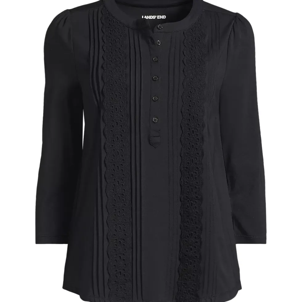 Women's 3/4 Sleeve Lightweight Jersey Embellished Top