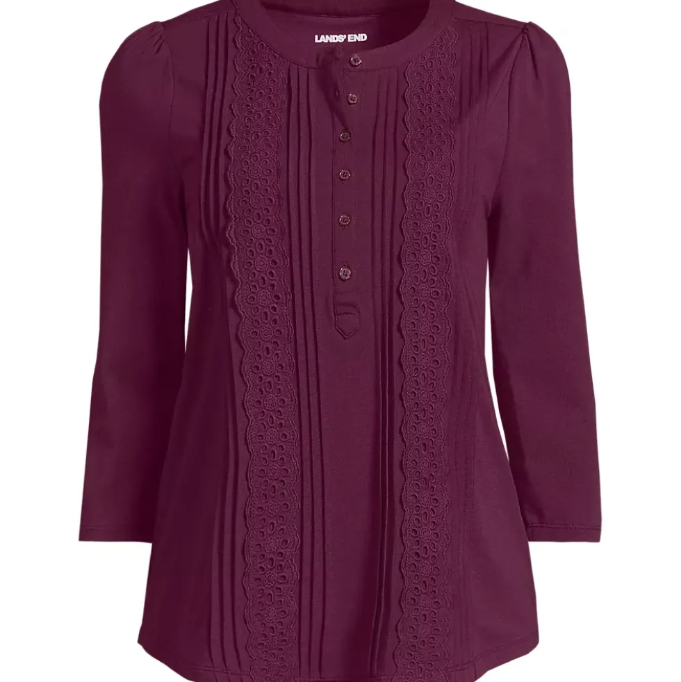 Women's 3/4 Sleeve Lightweight Jersey Embellished Top