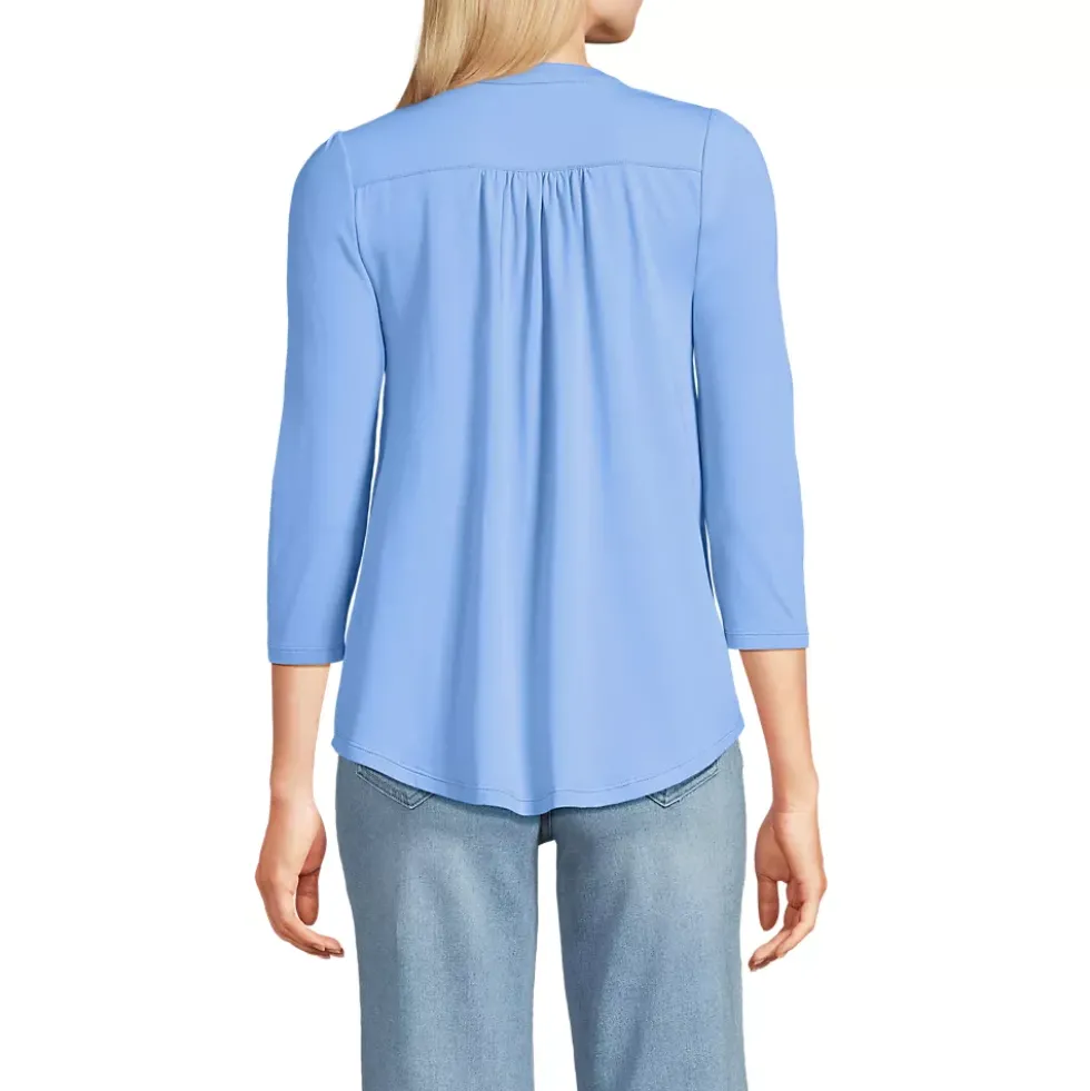 Women's 3/4 Sleeve Lightweight Jersey Embellished Top