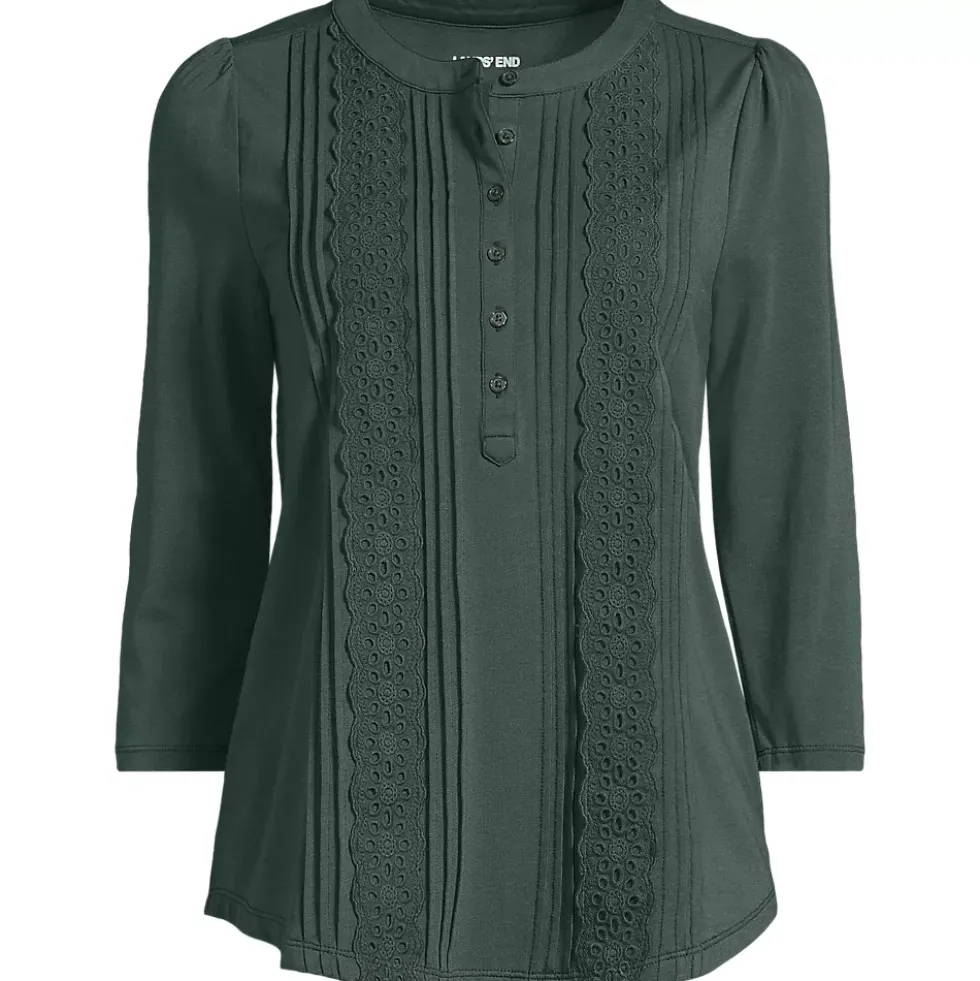 Women's 3/4 Sleeve Lightweight Jersey Embellished Top