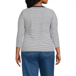 Women's 3/4 Sleeve Polished Rib Henley Top