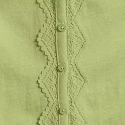 Women's 3/4 Sleeve Slub V-neck Lace Trim Top