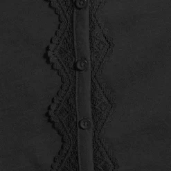 Women's 3/4 Sleeve Slub V-neck Lace Trim Top