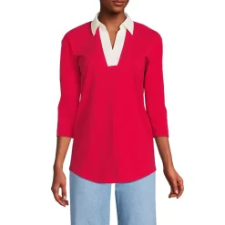 Women's 3/4 Sleeve Super T Collared Popover Tunic