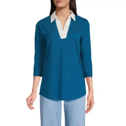 Women's 3/4 Sleeve Super T Collared Popover Tunic